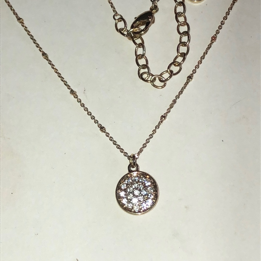 Bella Jack Gold Tone Pave Disc Pendant Necklace